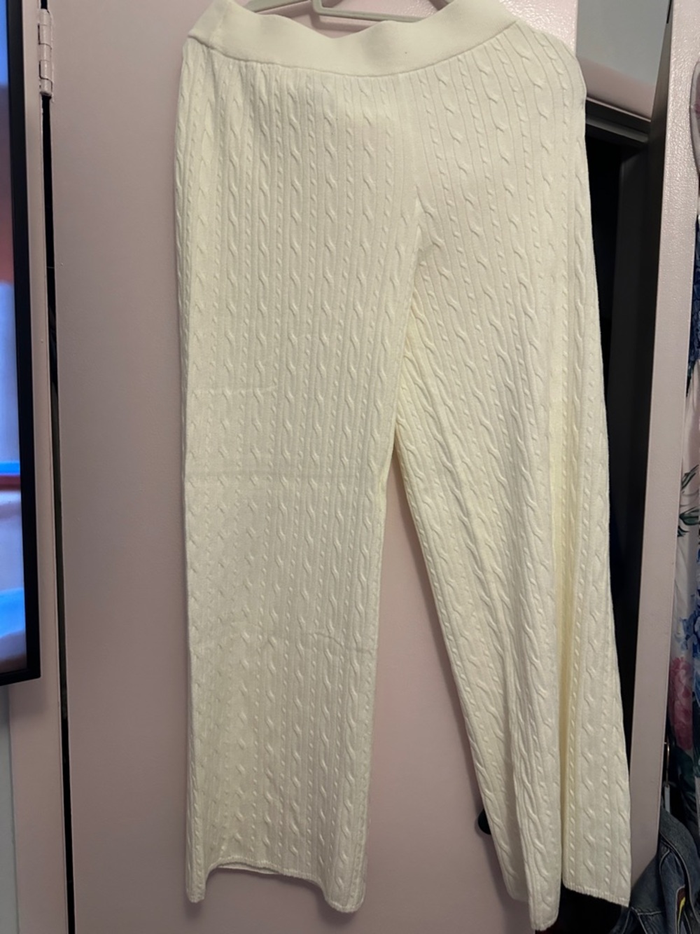 Charter Club Cream Cable-Knit Straight-Leg Pants